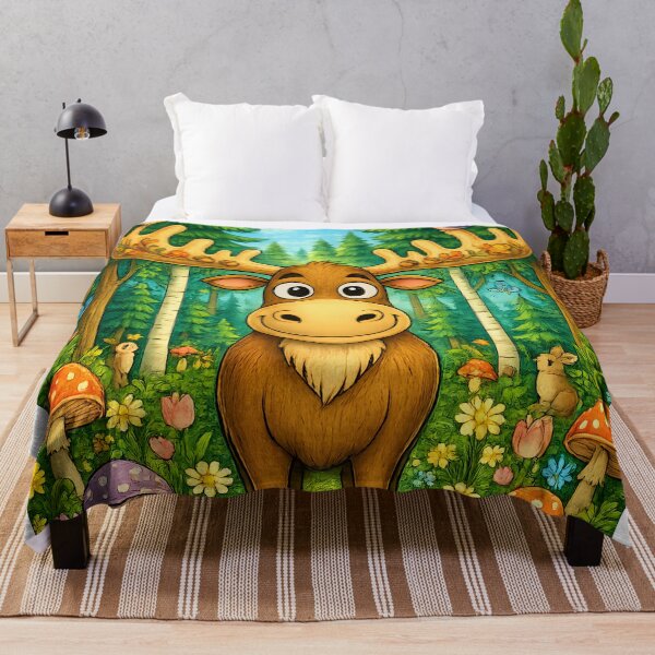 Item preview, Happy Forest Moose | Cute Woodland Coloring Style Art designed and sold by Clothes With Smiling Animals Walt Gral.