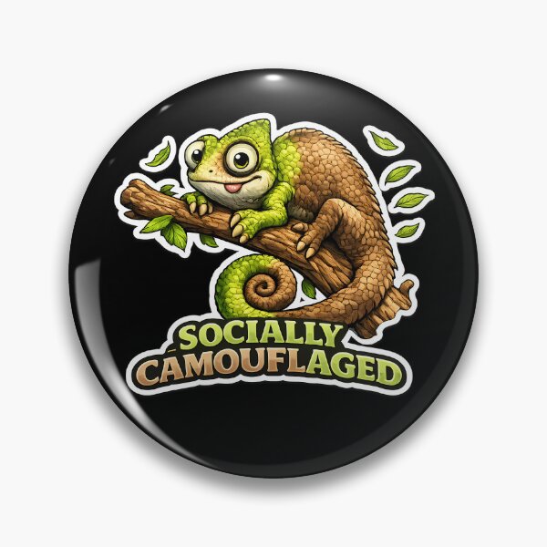 Item preview, Socially Camouflaged Funny Chameleon Introvert Meme Design designed and sold by lazygum.