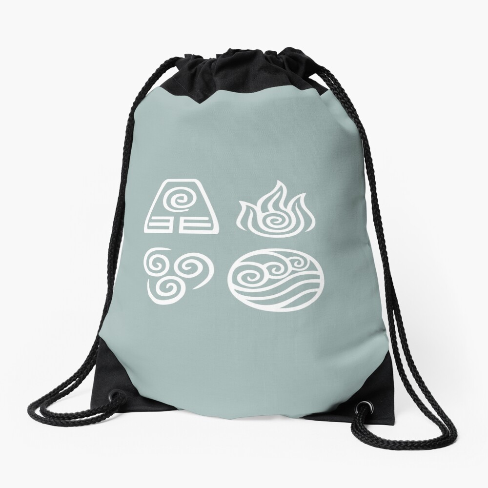 Bending All Four Elements - Blue Drawstring Bag