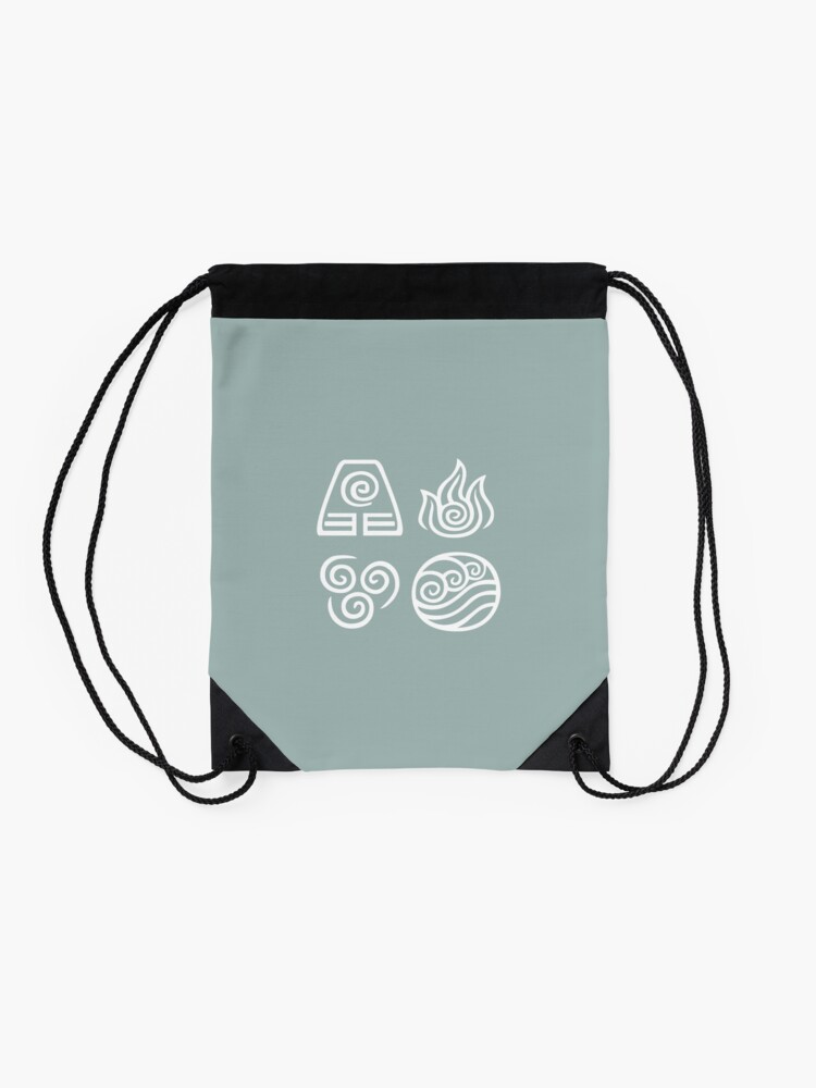 Alternate view of Bending All Four Elements - Blue Drawstring Bag