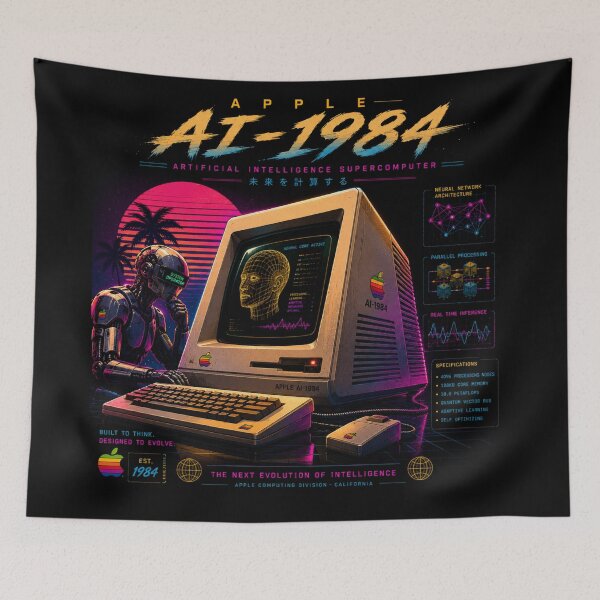 Item preview, Retro AI Supercomputer Robot | 1984 Cyberpunk Vaporwave Computer designed and sold by TEEJAMBOREE.