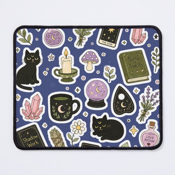 Item preview, Witchy Things Pattern | Cute Black Cat, Tarot, Crystal & Cottagecore Magic Collection designed and sold by TheStephanieRome.