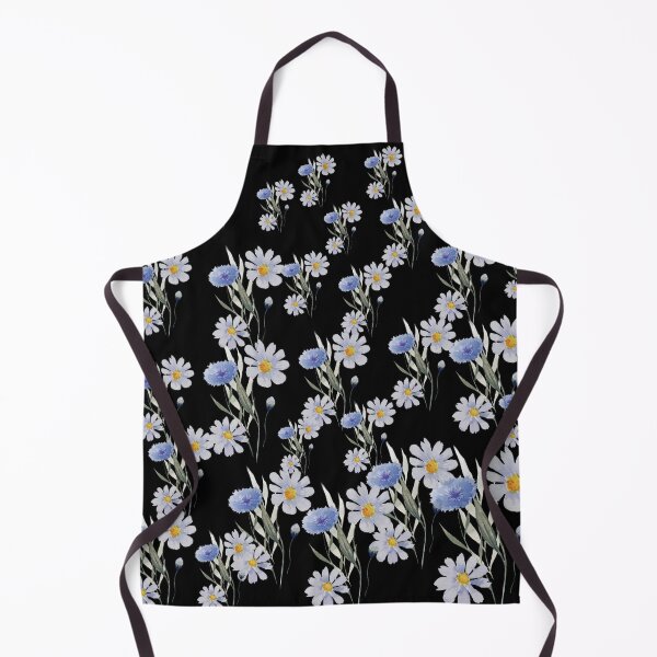 Item preview, Charming White and Blue Daisies on Elegant Black Background designed and sold by Jyoti-Quotes.