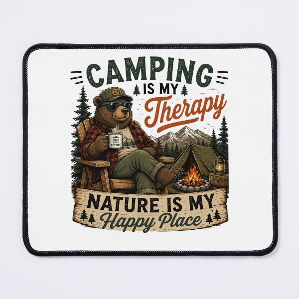 Item preview, Camping Is My Therapy Nature Is My Happy Place Vintage Bear Camping Shirt designed and sold by Masloshop.