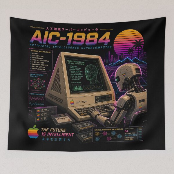 Item preview, Retro AI Supercomputer Robot | 1984 Cyberpunk Vaporwave Computer designed and sold by TEEJAMBOREE.