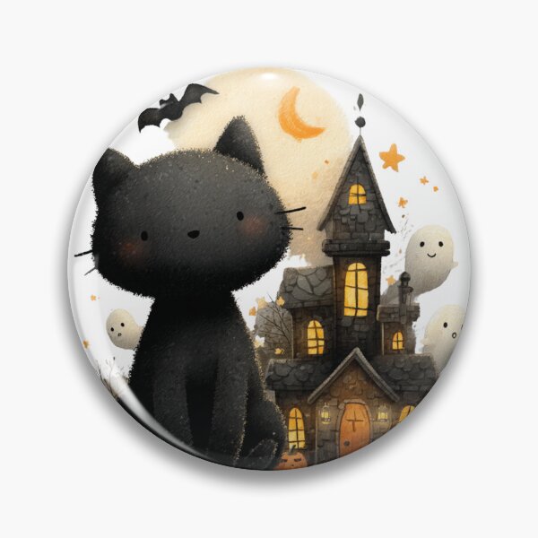 Item preview, Cute Black Cat Haunted House designed and sold by LovePrintArt.