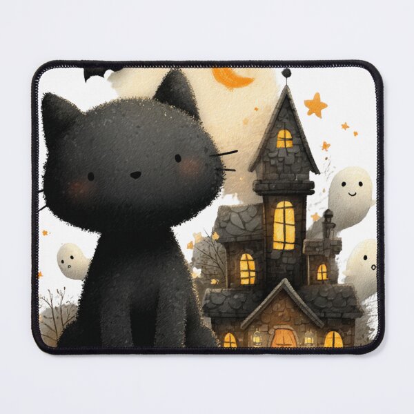 Item preview, Cute Black Cat Haunted House designed and sold by LovePrintArt.