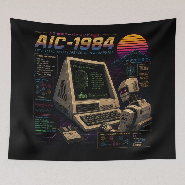 Item preview, Retro AI Supercomputer Robot | 1984 Cyberpunk Vaporwave Computer designed and sold by TEEJAMBOREE.