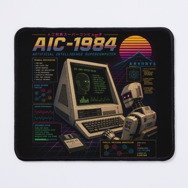 Item preview, Retro AI Supercomputer Robot | 1984 Cyberpunk Vaporwave Computer designed and sold by TEEJAMBOREE.