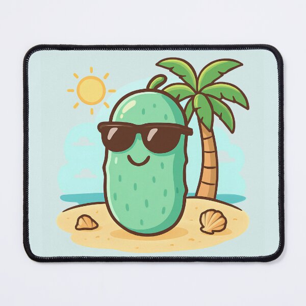 Item preview, Cool Kawaii Pickle on Beach Vacation - Funny Chillin and Dillin Summer Vibes designed and sold by Basma Designs | Funny Shirts, Stickers & Mugs.