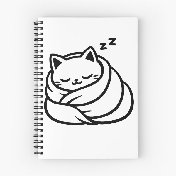Item preview, Sleepy Cat Wrapped in Blanket Line Art designed and sold by AstralAG.