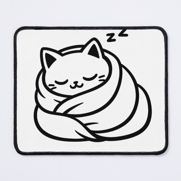 Item preview, Sleepy Cat Wrapped in Blanket Line Art designed and sold by AstralAG.