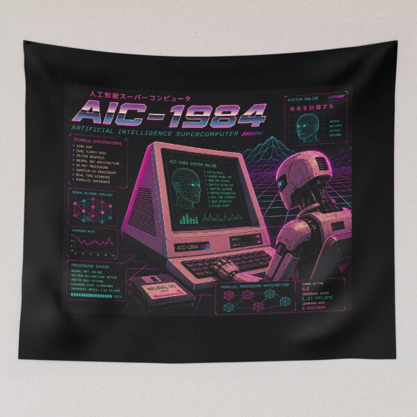 Item preview, Retro AI Supercomputer Robot | 1984 Cyberpunk Vaporwave Computer designed and sold by TEEJAMBOREE.