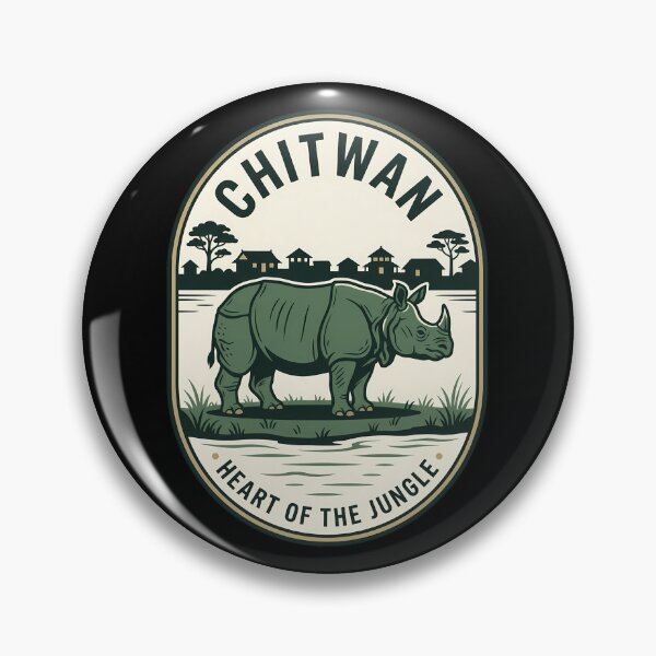 Item preview, Chitwan Nepal Rhino Vintage Travel Emblem designed and sold by k3rstman1.