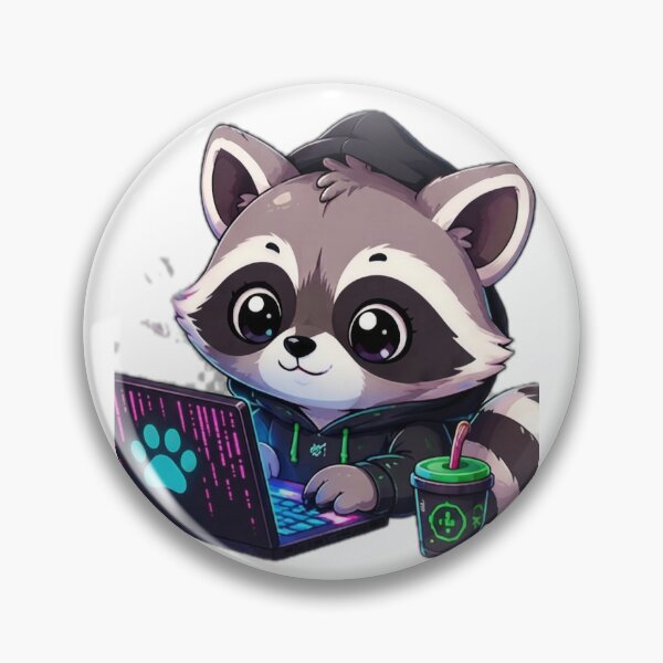 Item preview, Cute Tech Raccoon Working on Laptop designed and sold by DailyDoodlesBySumbul.