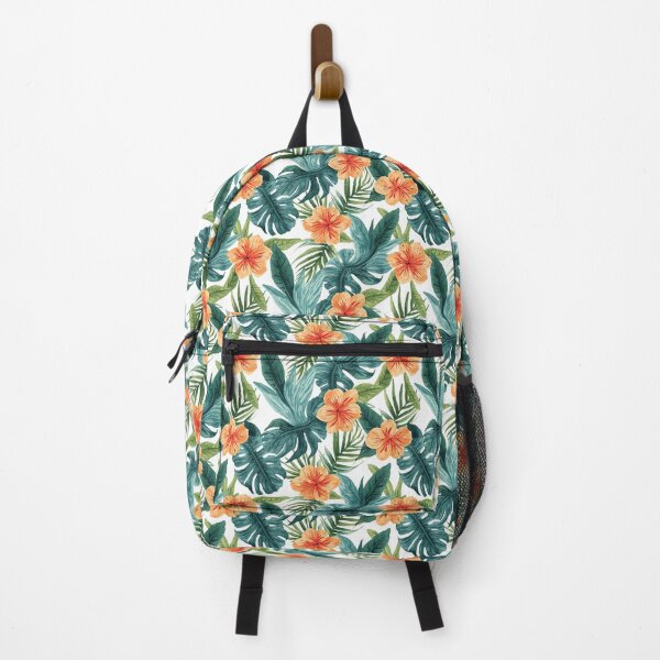 Item preview, Watercolor Orange Tropical Flowers Pattern with Green Leaves designed and sold by Zazizu.