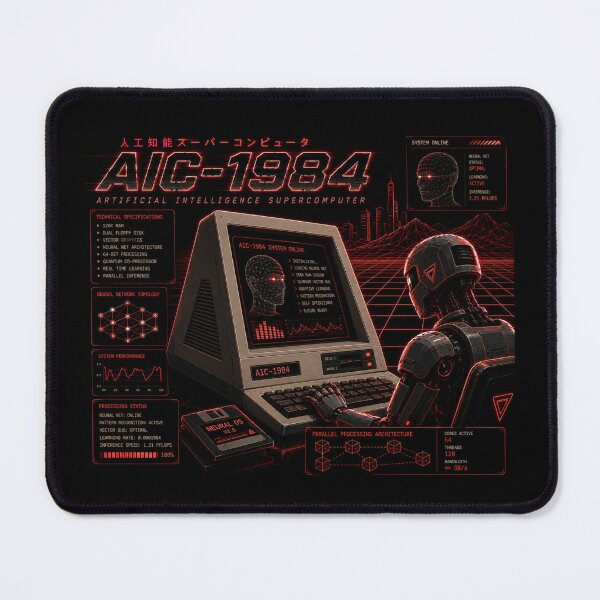 Item preview, Retro AI Supercomputer Robot | 1984 Cyberpunk Vaporwave Computer designed and sold by TEEJAMBOREE.