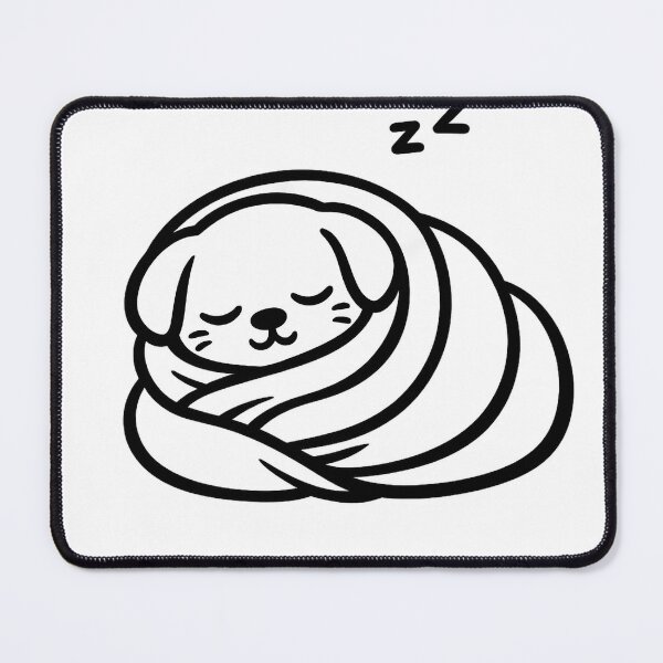 Item preview, Sleepy Dog Wrapped in Blanket Line Art designed and sold by AstralAG.