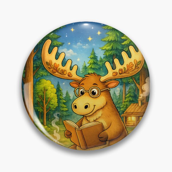Item preview, Book Lover Moose | Campfire Reading Forest Adventure designed and sold by Clothes With Smiling Animals Walt Gral.
