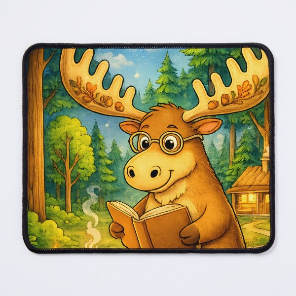 Item preview, Book Lover Moose | Campfire Reading Forest Adventure designed and sold by Clothes With Smiling Animals Walt Gral.