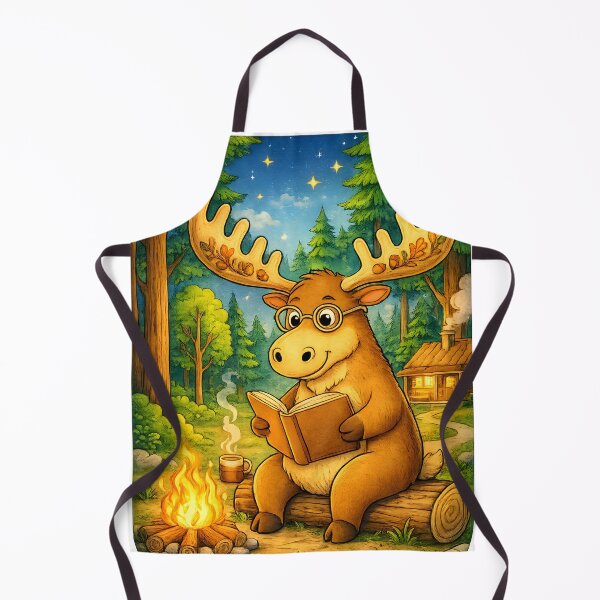 Item preview, Book Lover Moose | Campfire Reading Forest Adventure designed and sold by Clothes With Smiling Animals Walt Gral.