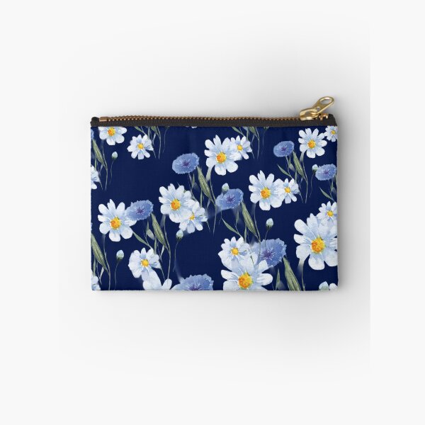 Item preview, Elegant White and Blue Daisies on Navy Blue Background designed and sold by Jyoti-Quotes.