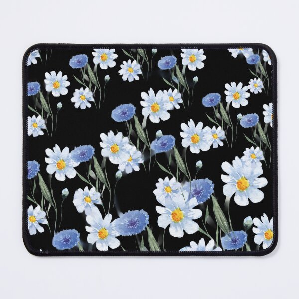 Item preview, Elegant White and Blue Daisies on Navy Blue Background designed and sold by Jyoti-Quotes.