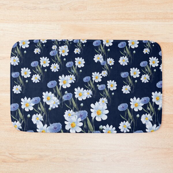 Item preview, Elegant White and Blue Daisies on Navy Blue Background designed and sold by Jyoti-Quotes.