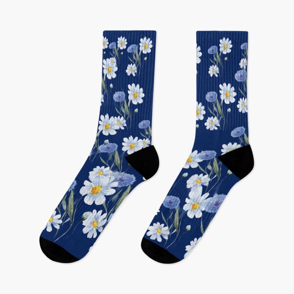 Item preview, Elegant White and Blue Daisies on Navy Blue Background designed and sold by Jyoti-Quotes.