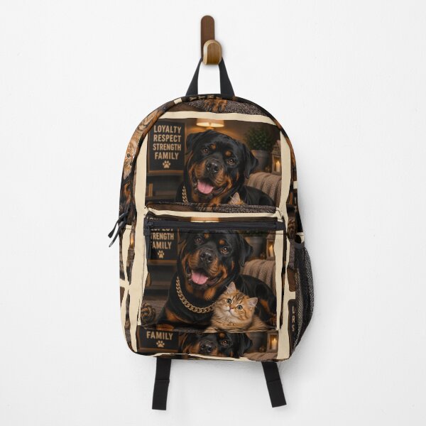 Item preview, Loyal Rottweiler and Cute Kitten Portrait Design Art designed and sold by BagFactoryUK.