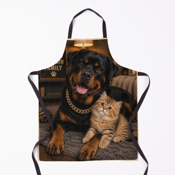 Item preview, Loyal Rottweiler and Cute Kitten Portrait Design Art designed and sold by BagFactoryUK.