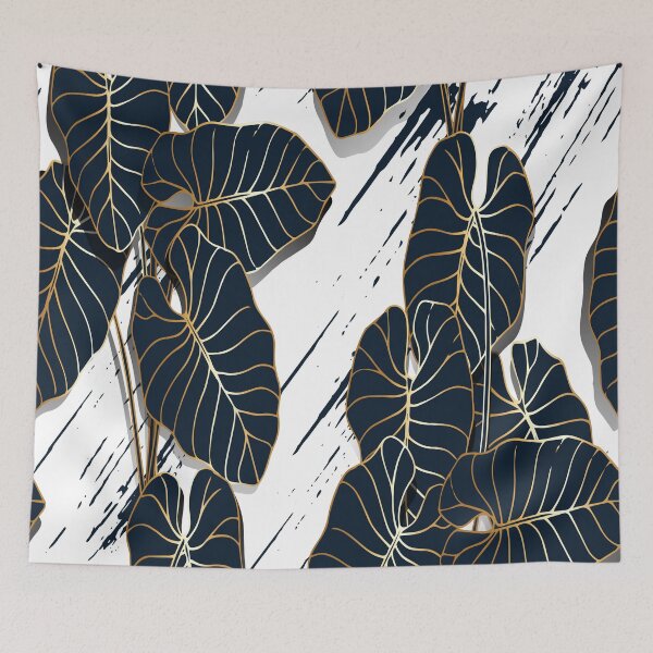 Item preview, Midnight Taro: Luxury Golden-Veined Botanical Pattern designed and sold by LiveLearnCreate.
