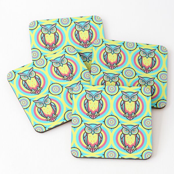 Item preview, Neon Owl Pattern designed and sold by Cathedral of Curiosity.