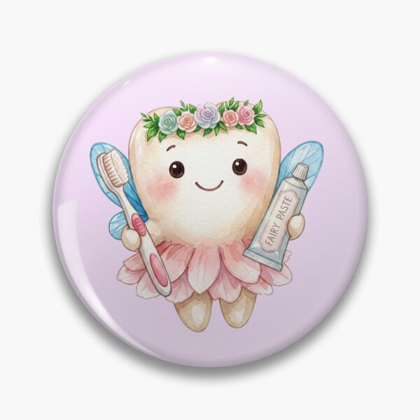 Item preview, Cute Tooth Fairy Holding a Toothbrush and Toothpaste | Watercolor Fairy Tooth designed and sold by Mommy-Smile.