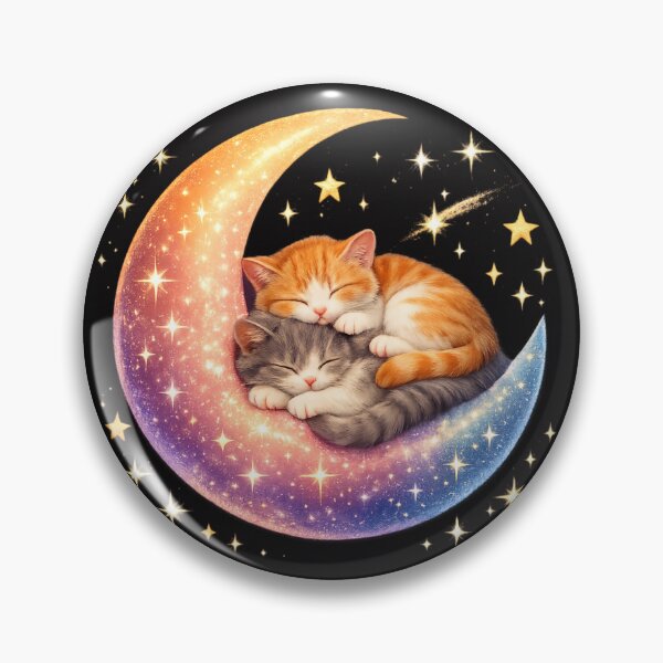 Item preview, Sleeping Cats on Colorful Crescent Moon with Sparkling Stars designed and sold by BoB-66.