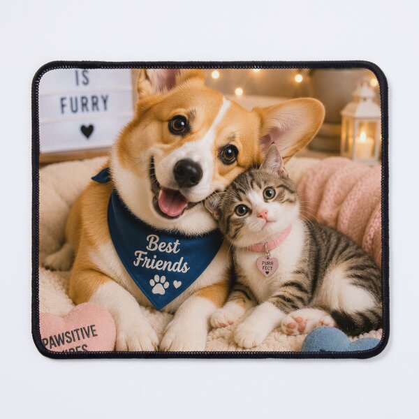 Item preview, Cute Corgi Kitten Friendship Portrait Design designed and sold by BagFactoryUK.