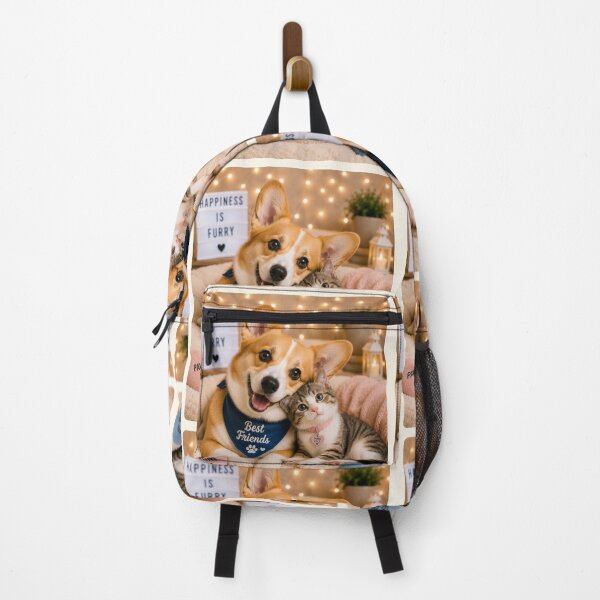 Item preview, Cute Corgi Kitten Friendship Portrait Design designed and sold by BagFactoryUK.
