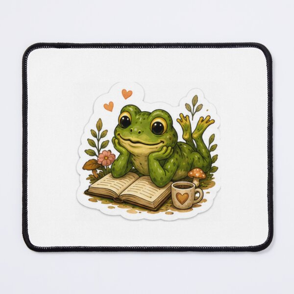 Item preview, Dreamy Frog Reading With Cozy Coffee designed and sold by AtlasPixel.