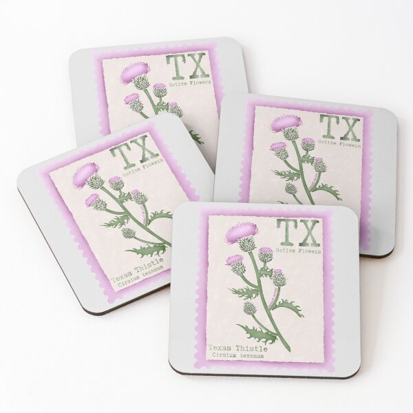 Item preview, Texas Native Flower Thistle Watercolor Vintage Postage Stamp designed and sold by Marguerite Artistry.