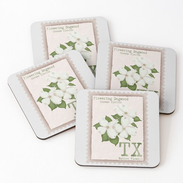 Item preview, Texas Native Flower Flowering Dogwood Watercolor Vintage Postage Stamp designed and sold by Marguerite Artistry.