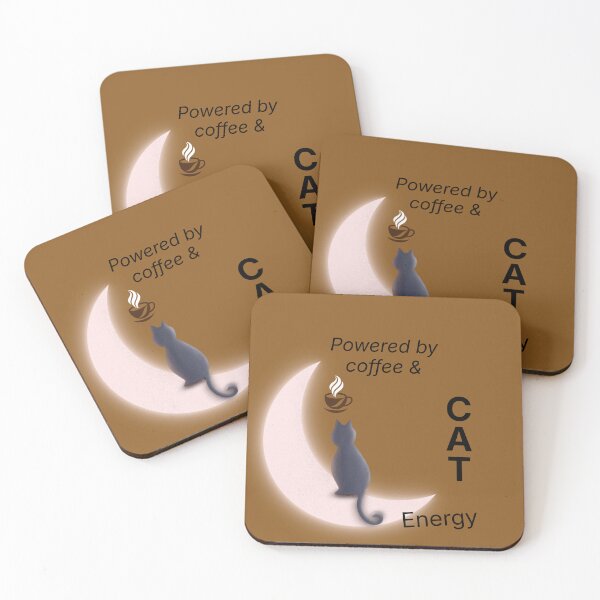 Item preview, Powered by coffee and cat energy typography design  designed and sold by Krishnacre8.