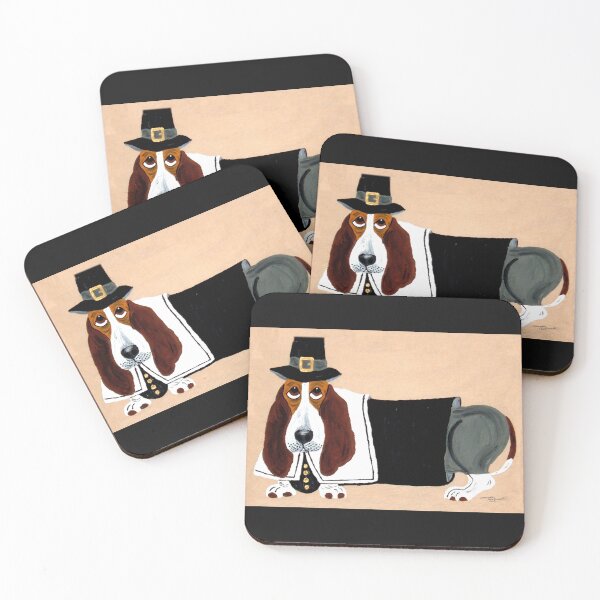 Item preview, Basset Hound Thanksgiving Pilgrim designed and sold by Squirreldumplings.