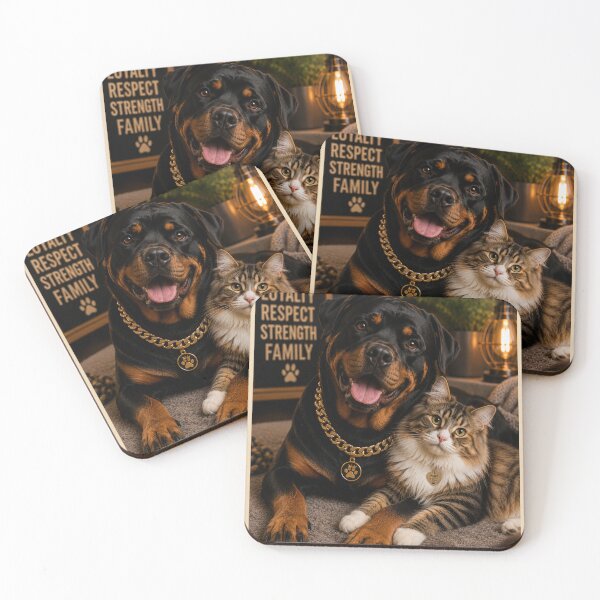 Item preview, Loyal Rottweiler Kitten Friendship Portrait Design designed and sold by BagFactoryUK.