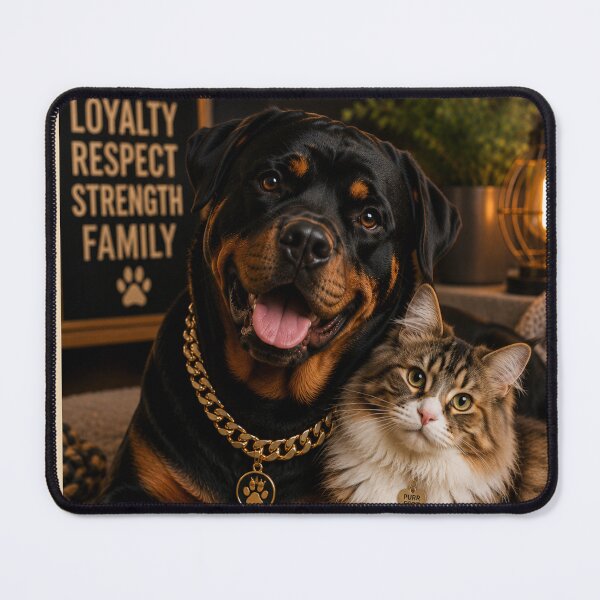 Item preview, Loyal Rottweiler Kitten Friendship Portrait Design designed and sold by BagFactoryUK.