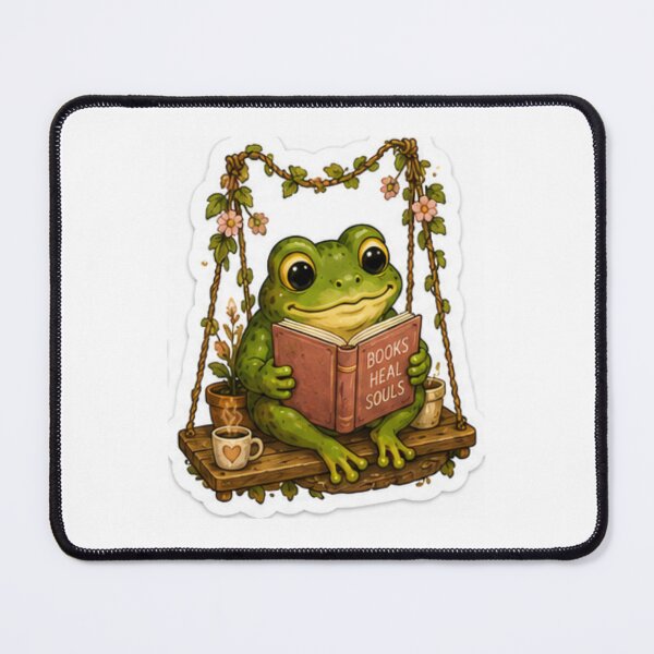 Item preview, Books Heal Souls Reading Frog Sticker designed and sold by AtlasPixel.