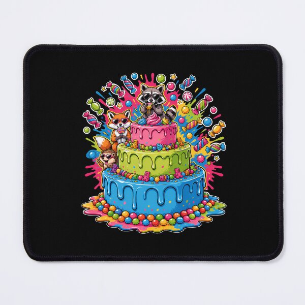 Item preview, Candy Splash Animal Party Cake Sticker | Cute Raccoon Fox Hedgehog Cartoon Art designed and sold by Celebrate & Sparkle.