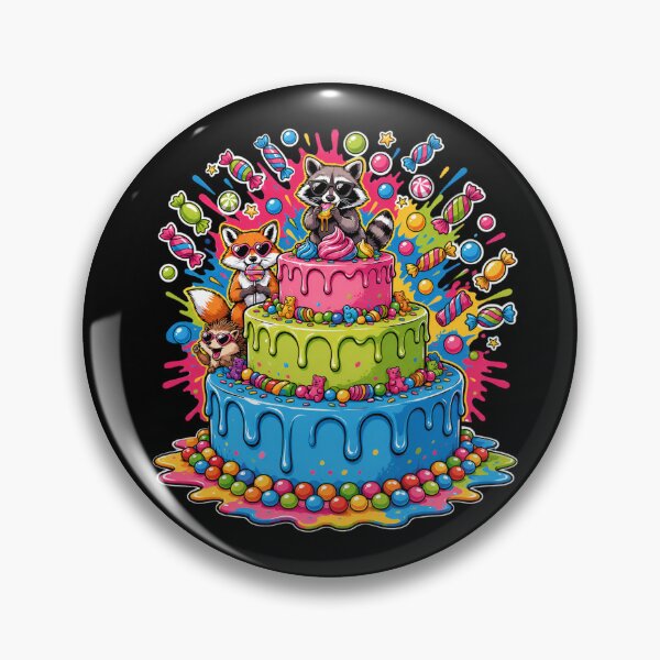 Item preview, Candy Splash Animal Party Cake Sticker | Cute Raccoon Fox Hedgehog Cartoon Art designed and sold by Celebrate & Sparkle.