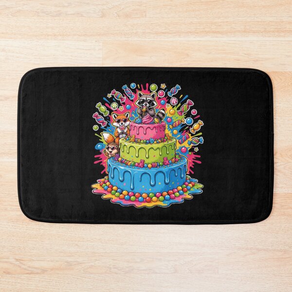 Item preview, Candy Splash Animal Party Cake Sticker | Cute Raccoon Fox Hedgehog Cartoon Art designed and sold by Celebrate & Sparkle.