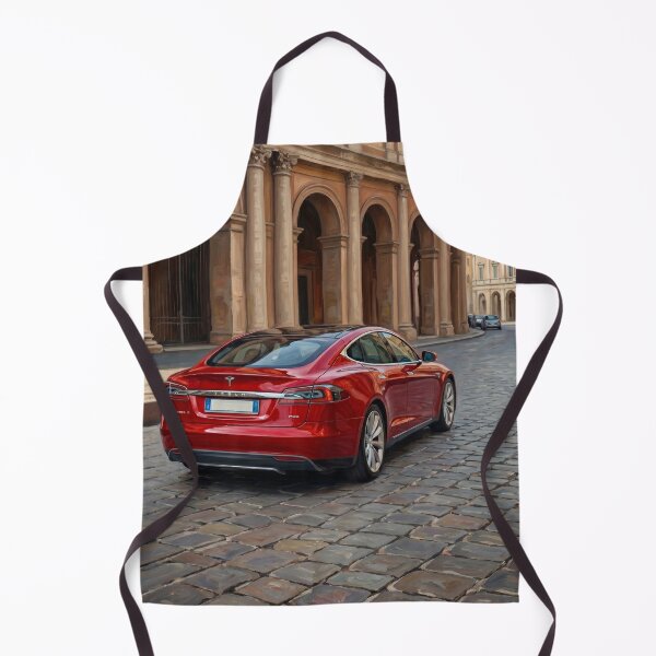 Item preview, Crimson Red Tesla Model S Sedan on Italian Cobblestone Street designed and sold by UmSkelig834.