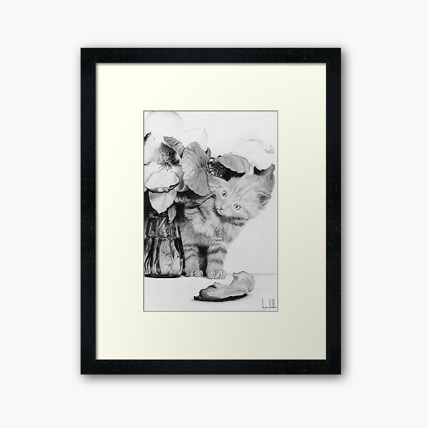 Kitten in the Flowers Framed Art Print